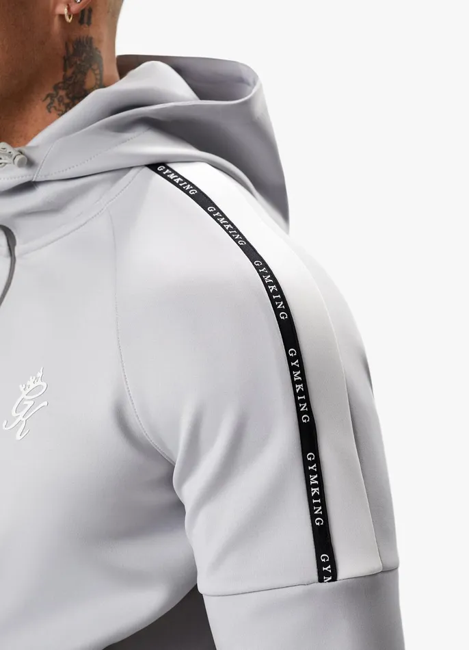 Gym King Tracksuit Tops Men Taped Core Plus FZ Hood 8211 Silver GreySteel
