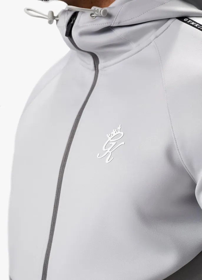 Gym King Tracksuit Tops Men Taped Core Plus FZ Hood 8211 Silver GreySteel