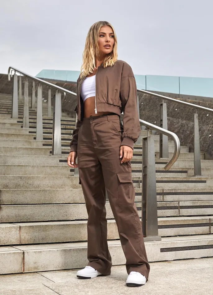 Gym King Tracksuits Women Woven Tracksuit 8211 Chocolate