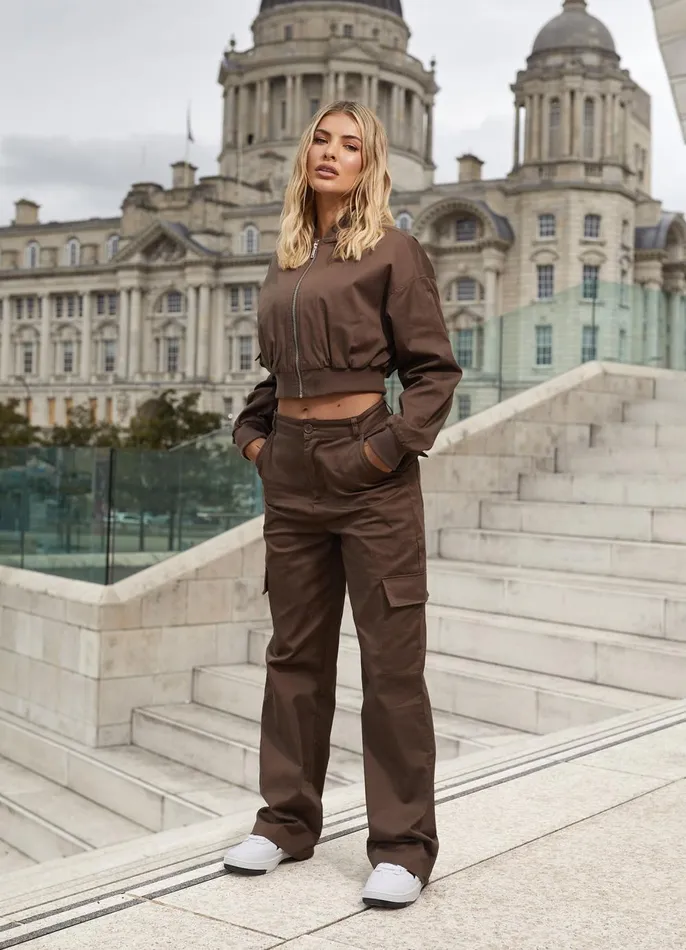 Gym King Tracksuits Women Woven Tracksuit 8211 Chocolate