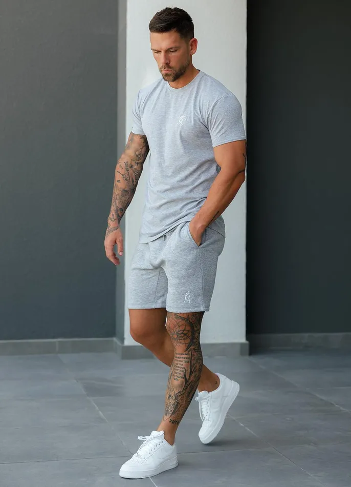 Gym King Twin Sets Men Fundamental Fleece Short 8211 Grey Marl