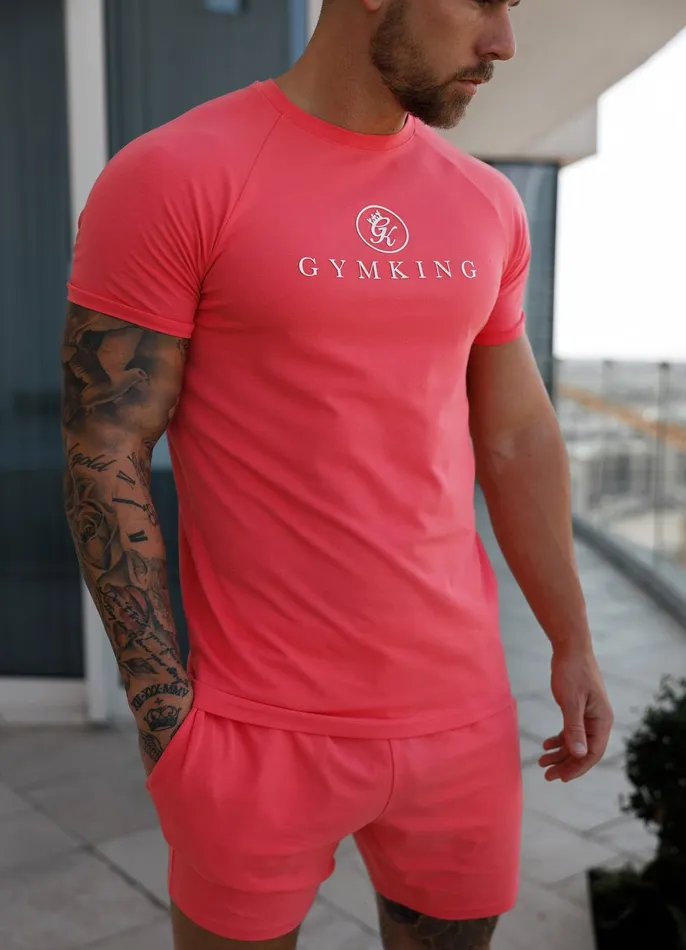 Gym King Twin Sets Men Pro Jersey Tee 8211 Coral