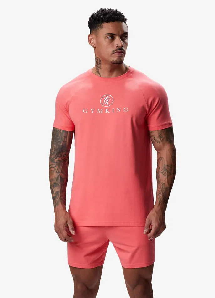 Gym King Twin Sets Men Pro Jersey Tee 8211 Coral