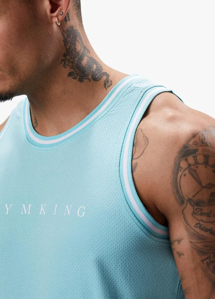 Gym King Vests Men Brooklyn Mesh Vest 8211 Aqua Blue