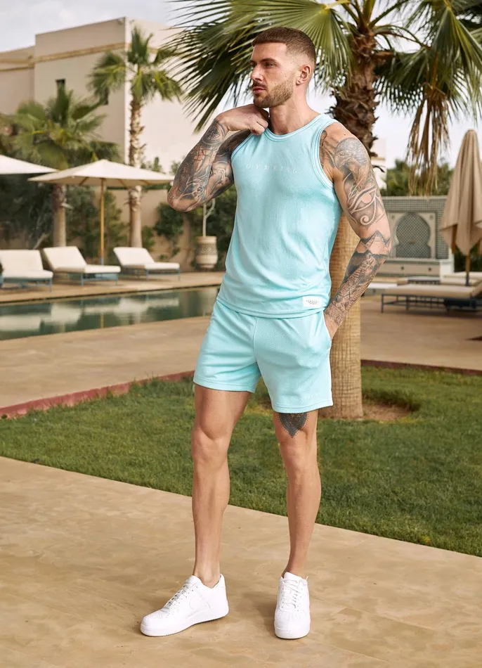 Gym King Vests Men Brooklyn Mesh Vest 8211 Aqua Blue