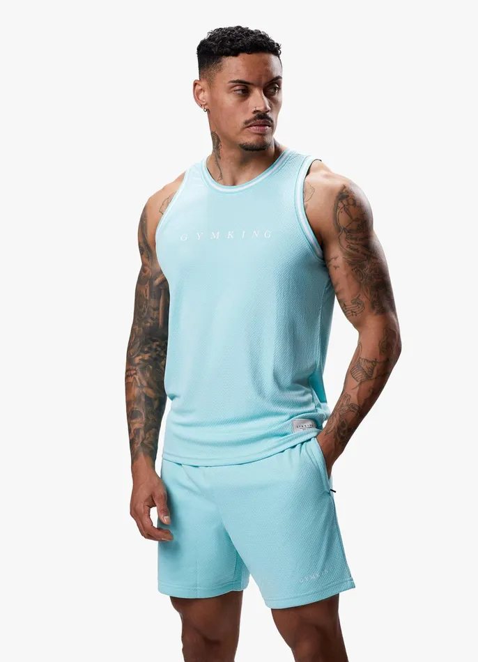 Gym King Vests Men Brooklyn Mesh Vest 8211 Aqua Blue