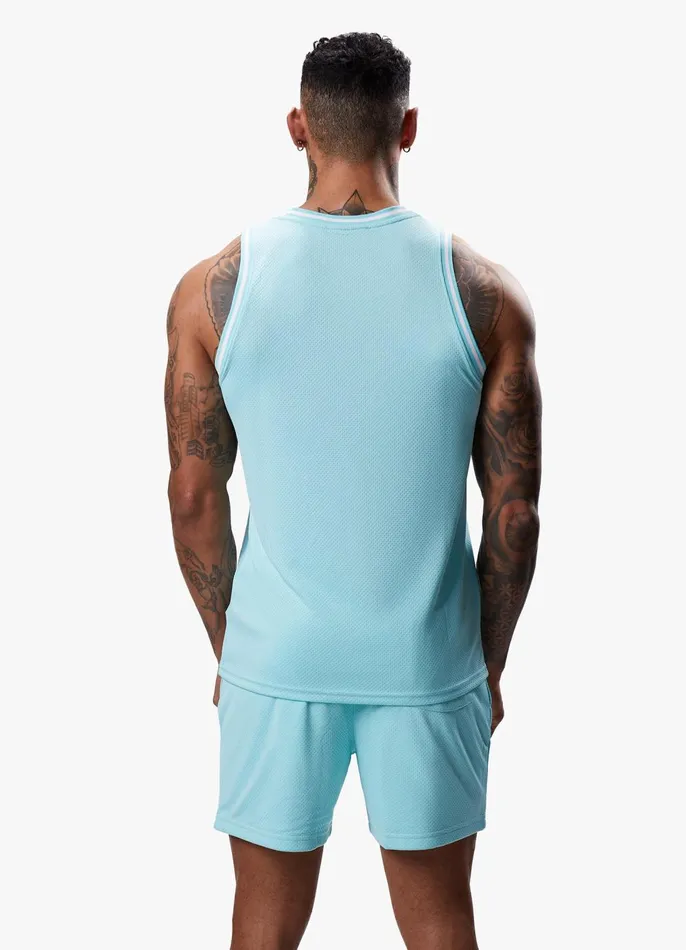 Gym King Vests Men Brooklyn Mesh Vest 8211 Aqua Blue