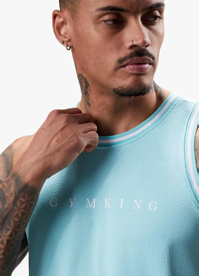 Gym King Vests Men Brooklyn Mesh Vest 8211 Aqua Blue