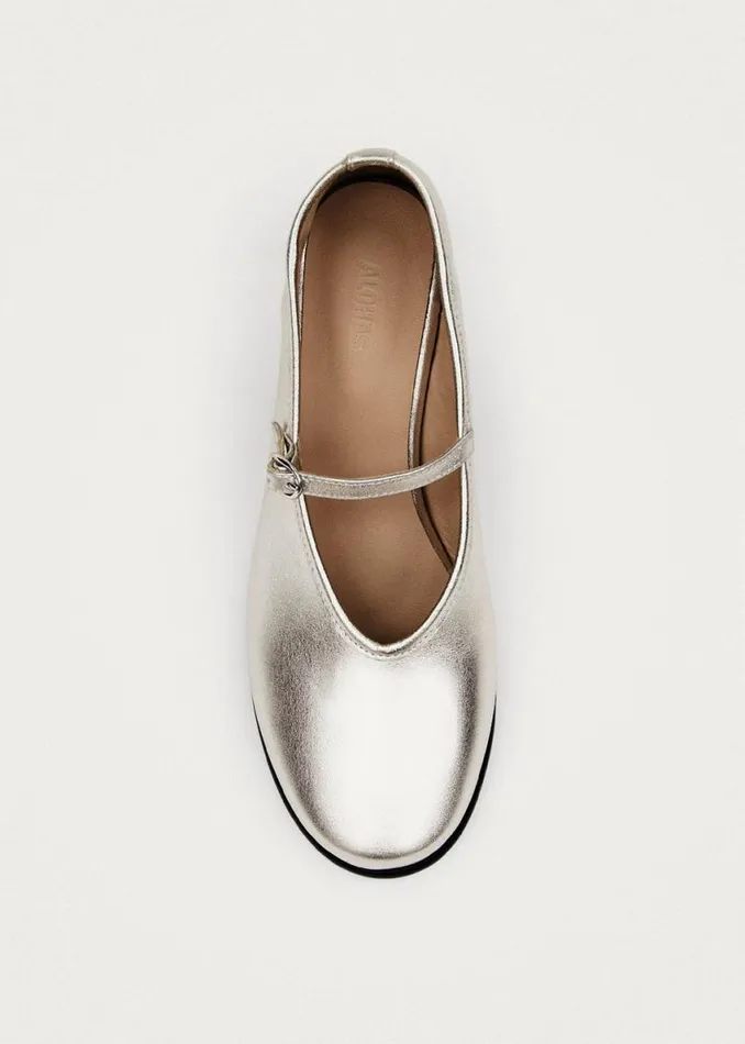Heels Women ALOHAS Esha Shimmer Silver Leather Pumps