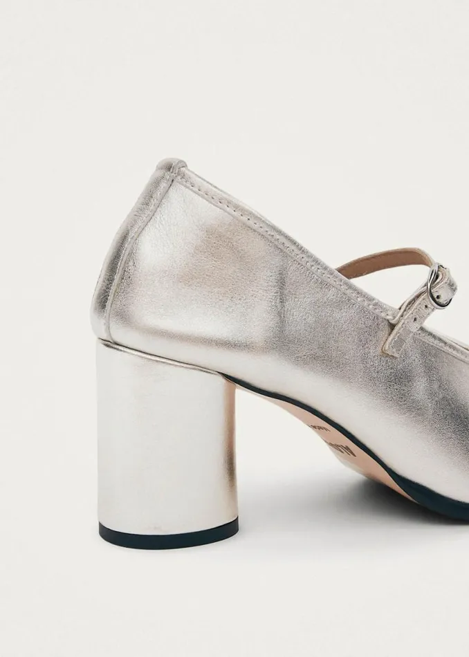 Heels Women ALOHAS Esha Shimmer Silver Leather Pumps