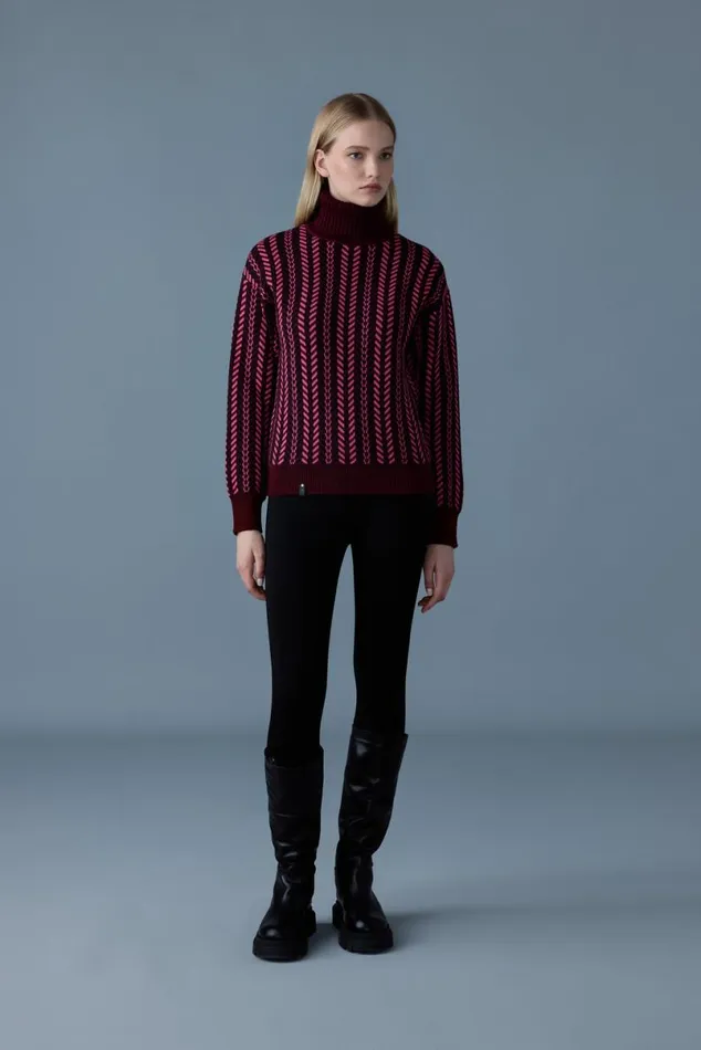 Hoodies and Tops Women Mackage ASTORWMCK Jacquard Chainknit Wool Sweater Bright Pink Hoodies and Tops Women Mackage ASTORWMCK Jacquard Chainknit Wool Sweater Bright Pink