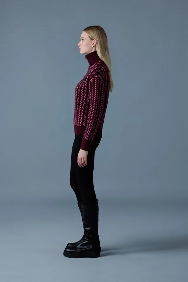 Hoodies and Tops Women Mackage ASTORWMCK Jacquard Chainknit Wool Sweater Bright Pink Hoodies and Tops Women Mackage ASTORWMCK Jacquard Chainknit Wool Sweater Bright Pink