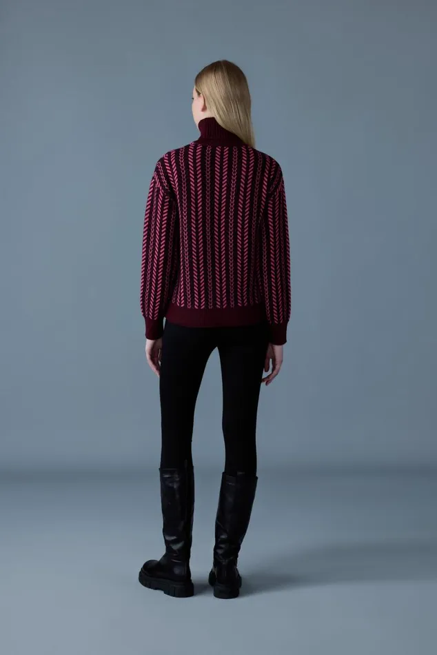 Hoodies and Tops Women Mackage ASTORWMCK Jacquard Chainknit Wool Sweater Bright Pink Hoodies and Tops Women Mackage ASTORWMCK Jacquard Chainknit Wool Sweater Bright Pink