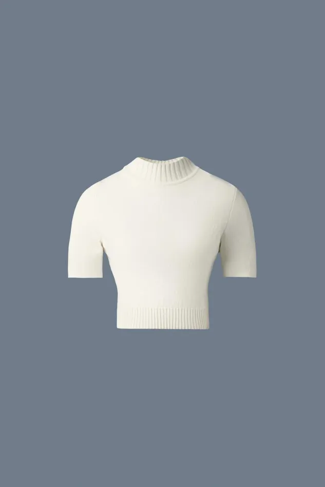 Hoodies and Tops Women Mackage CAIA Stretch Viscose Knit Top Cream Hoodies and Tops Women Mackage CAIA Stretch Viscose Knit Top Cream