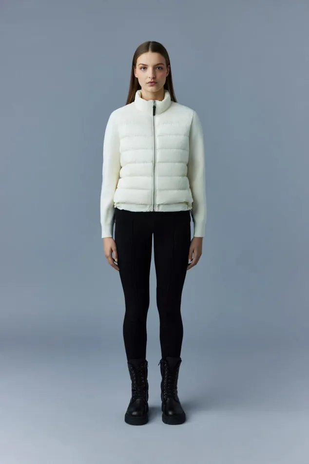 Hoodies and Tops Women Mackage OCEANE Recycled Hybrid Jacket With Rib Knit Sleeves Black Hoodies and Tops Women Mackage OCEANE Recycled Hybrid Jacket With Rib Knit Sleeves Black