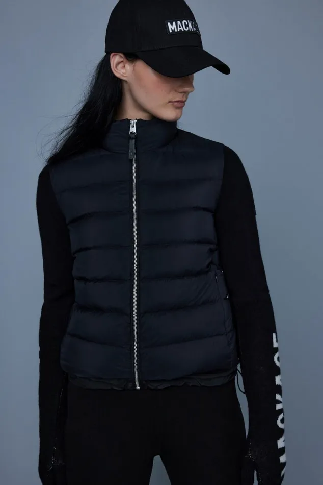 Hoodies and Tops Women Mackage OCEANE Recycled Hybrid Jacket With Rib Knit Sleeves Black Hoodies and Tops Women Mackage OCEANE Recycled Hybrid Jacket With Rib Knit Sleeves Black