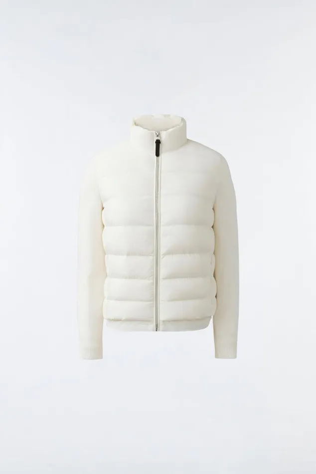 Hoodies and Tops Women Mackage OCEANE Recycled Hybrid Jacket With Rib Knit Sleeves Black Hoodies and Tops Women Mackage OCEANE Recycled Hybrid Jacket With Rib Knit Sleeves Black