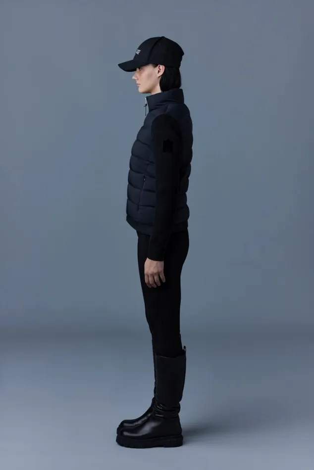 Hoodies and Tops Women Mackage OCEANE Recycled Hybrid Jacket With Rib Knit Sleeves Black Hoodies and Tops Women Mackage OCEANE Recycled Hybrid Jacket With Rib Knit Sleeves Black