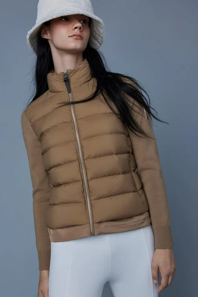 Hoodies and Tops Women Mackage OCEANE Recycled Hybrid Jacket With Rib Knit Sleeves Black Hoodies and Tops Women Mackage OCEANE Recycled Hybrid Jacket With Rib Knit Sleeves Black