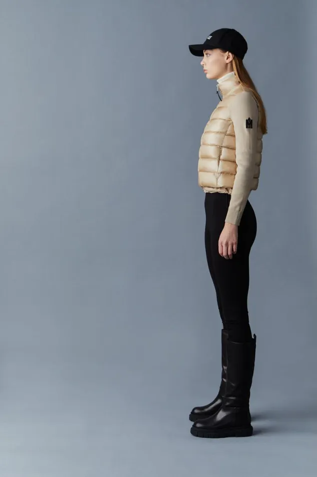 Hoodies and Tops Women Mackage OCEANE Recycled Hybrid Jacket With Rib Knit Sleeves Black Hoodies and Tops Women Mackage OCEANE Recycled Hybrid Jacket With Rib Knit Sleeves Black