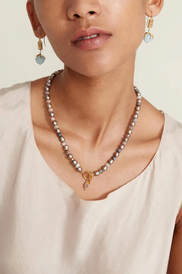 Indira Toggle Necklace Taupe Pearl Mix Women Chan Luu Necklaces