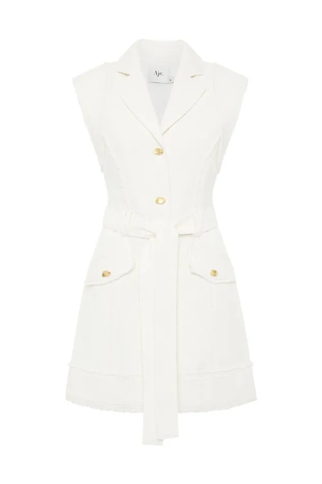 Isabel Utility Mini Dress Ivory Women Aje White Dresses