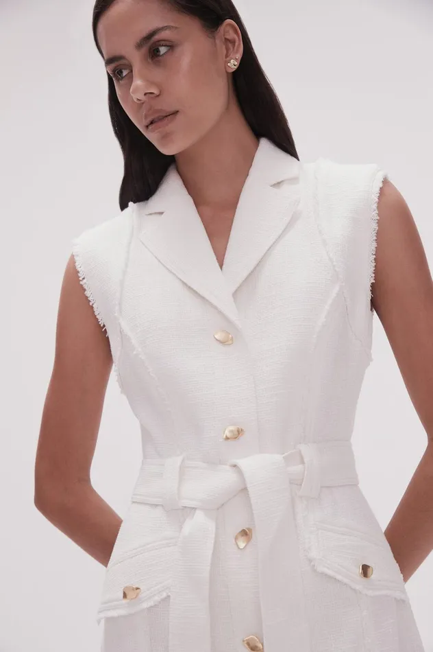 Isabel Utility Mini Dress Ivory Women Aje White Dresses