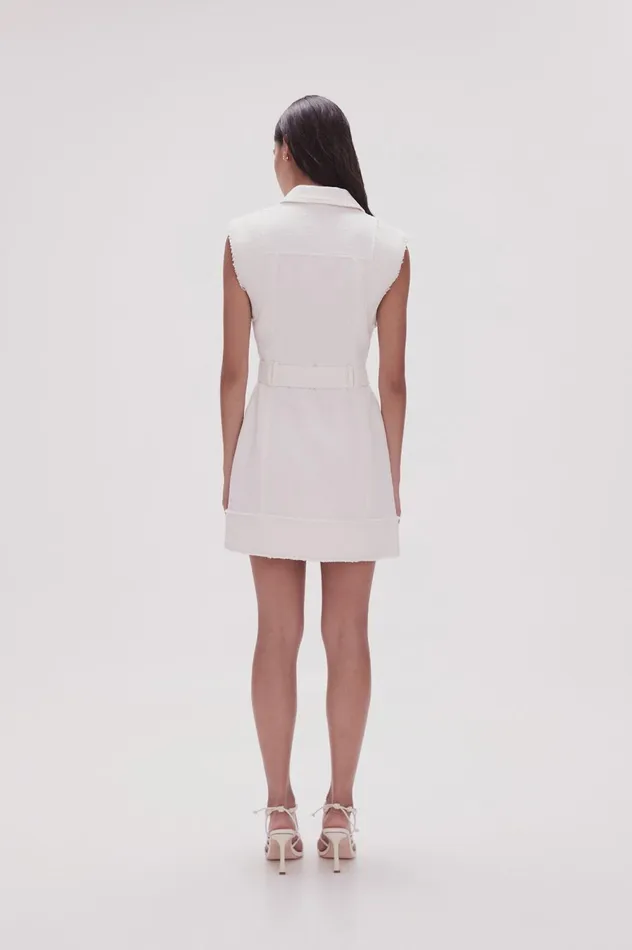 Isabel Utility Mini Dress Ivory Women Aje White Dresses