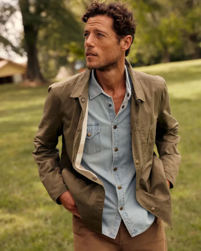 Jackets and Outerwear Men Billy Reid Leroy Shirt Jacket Moss Green