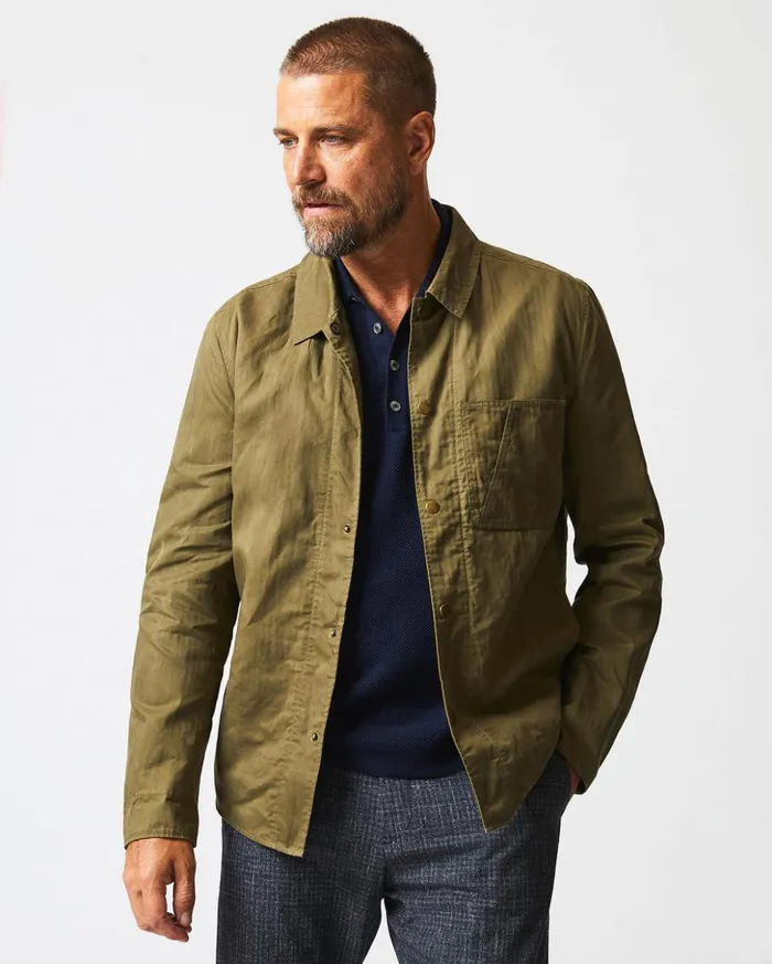 Jackets and Outerwear Men Billy Reid Leroy Shirt Jacket Moss Green