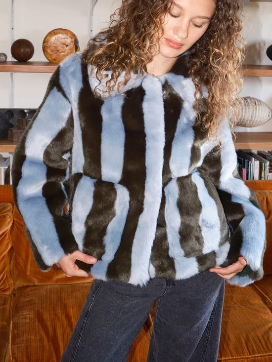 Jackets Outerwear Lisa Says Gah Women Traci Coat Blue Green Stripe