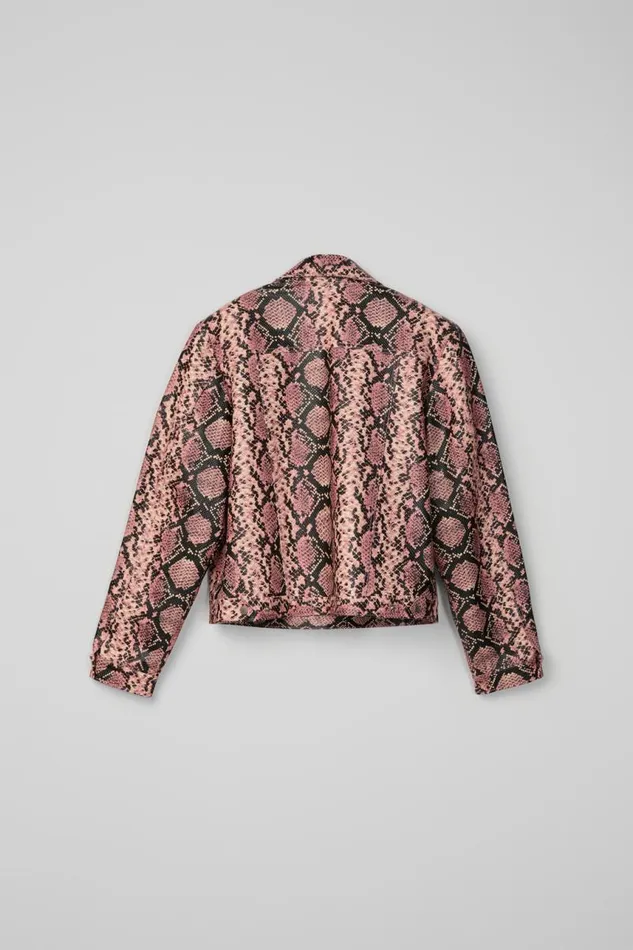 Jackets Women Camper Leather Jacket Pink Snake Leather Jacket