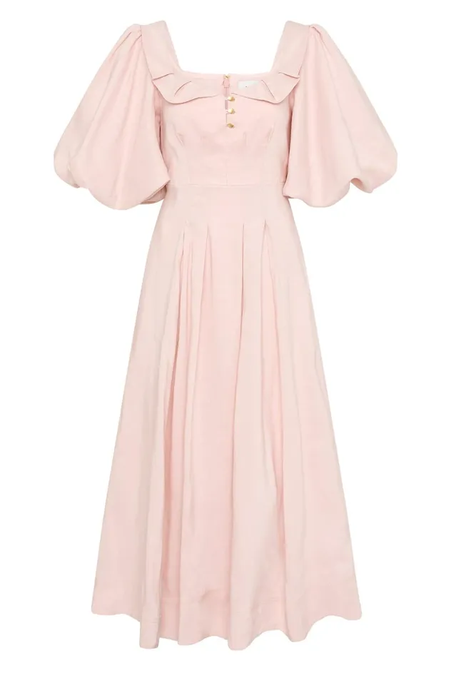 Jessica Frill Midi Dress Blush Pink Women Aje Midi Dresses