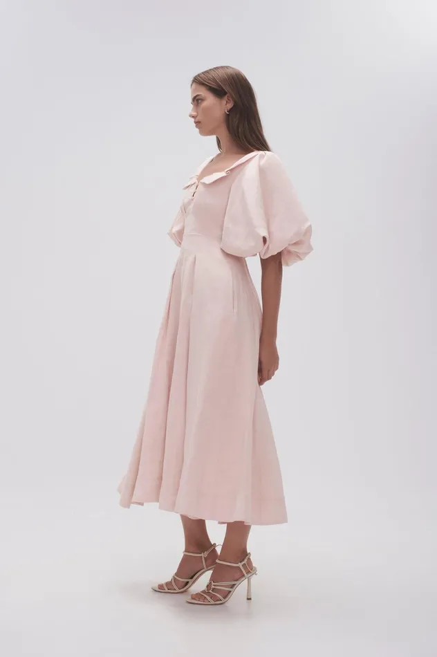 Jessica Frill Midi Dress Blush Pink Women Aje Midi Dresses