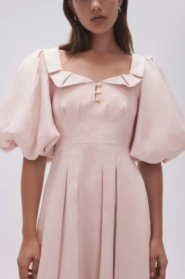 Jessica Frill Midi Dress Blush Pink Women Aje Midi Dresses