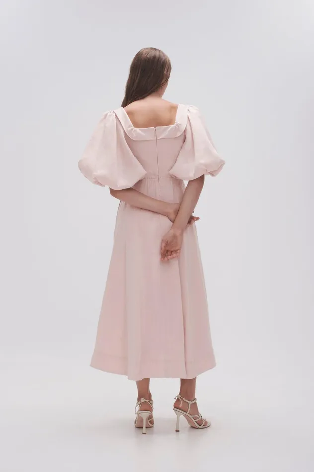 Jessica Frill Midi Dress Blush Pink Women Aje Midi Dresses