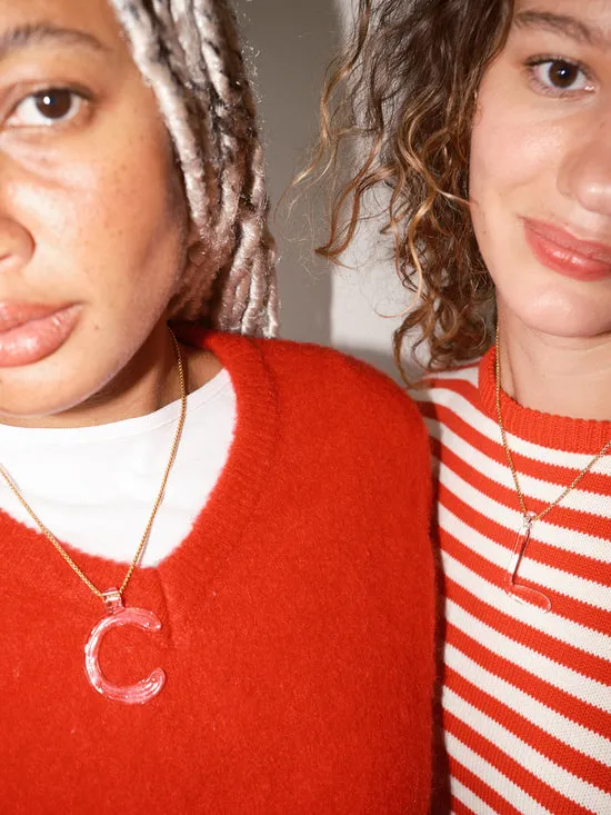 Jewelry Women Initial Necklace Clear Lisa Says Gah