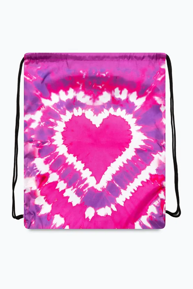 Just Hype Drawstring Bags Hype Pink Heart Hippy Tie Dye Drawstring Bag