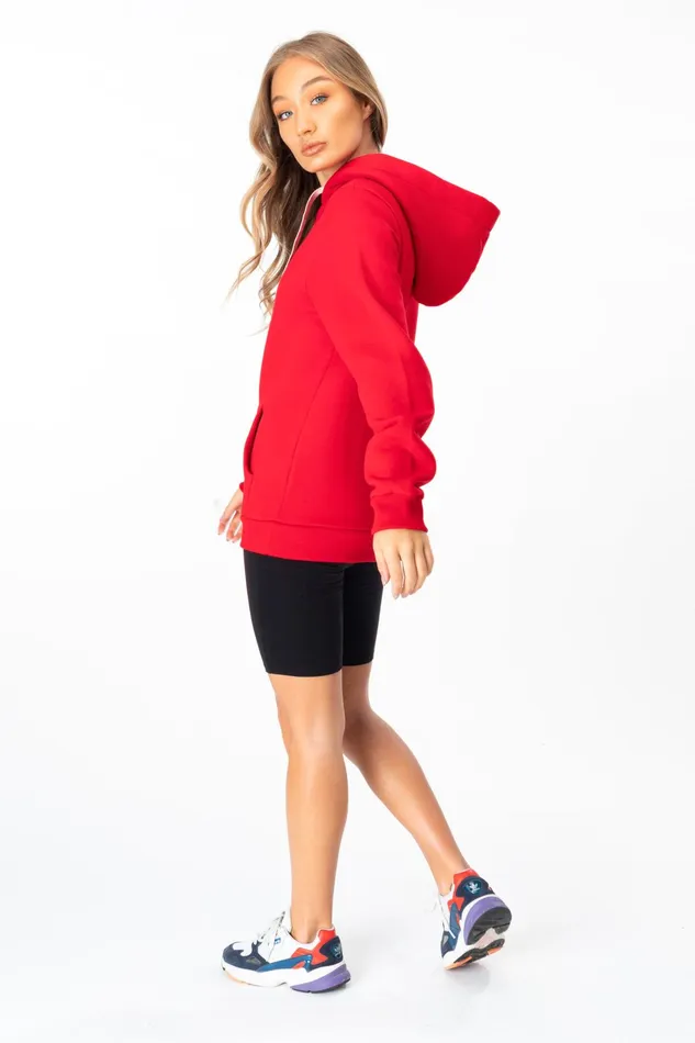 Just Hype Hoodies and Sweatshirts Hype Red Drawcord Women039S Pullover Hoodie
