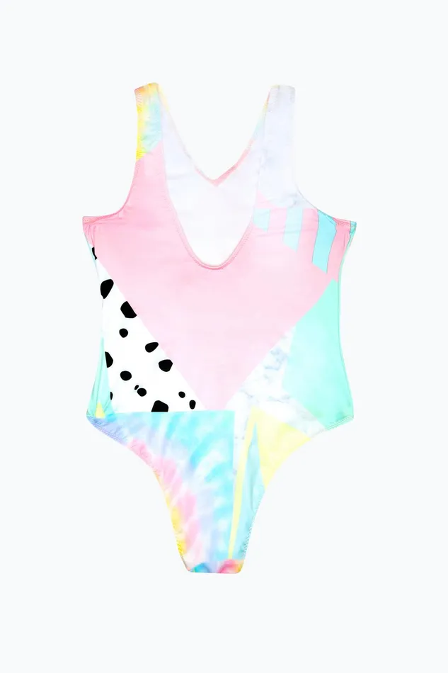 Just Hype Swimwear and Shorts Hype Girls Multi Pastel Collage Swimsuit