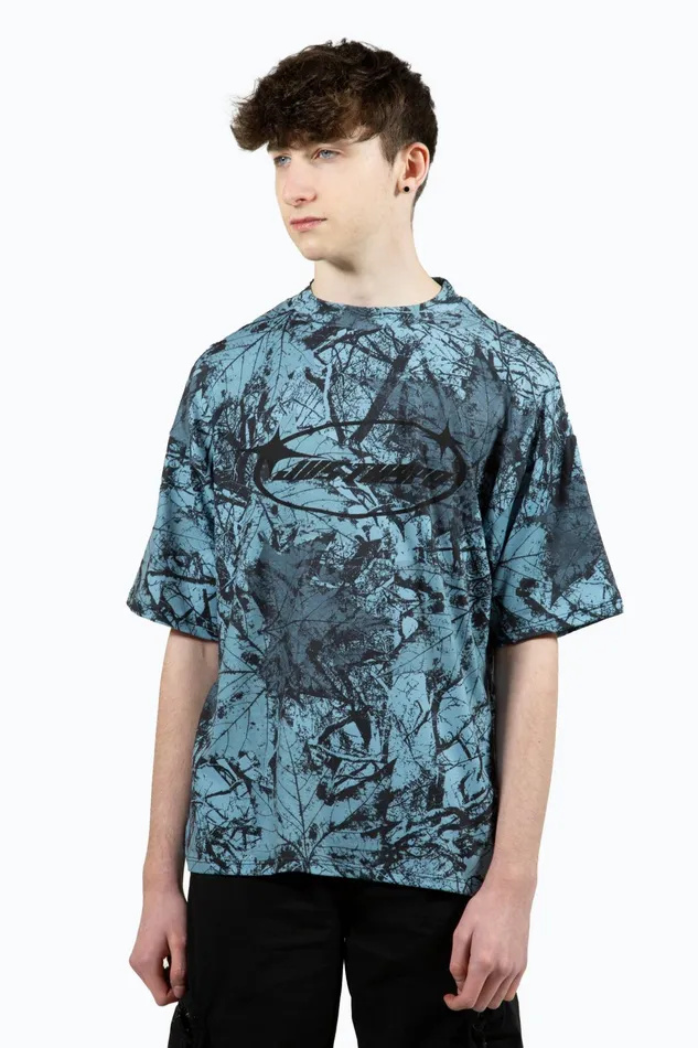 Just Hype TShirts and Vests Hype Boys Multi Y2K Blue Leaf Oversized TShirt