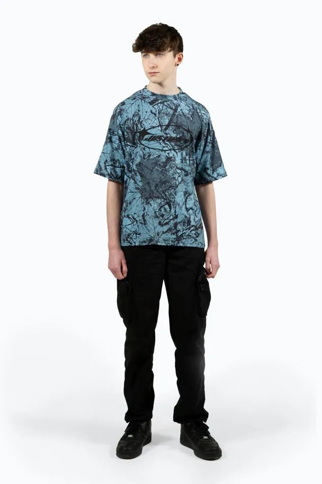 Just Hype TShirts and Vests Hype Boys Multi Y2K Blue Leaf Oversized TShirt