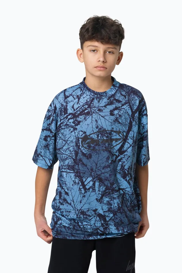 Just Hype TShirts and Vests Hype Boys Multi Y2K Blue Leaf Oversized TShirt