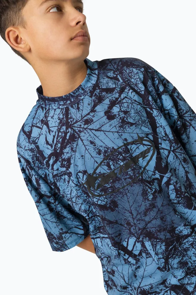 Just Hype TShirts and Vests Hype Boys Multi Y2K Blue Leaf Oversized TShirt