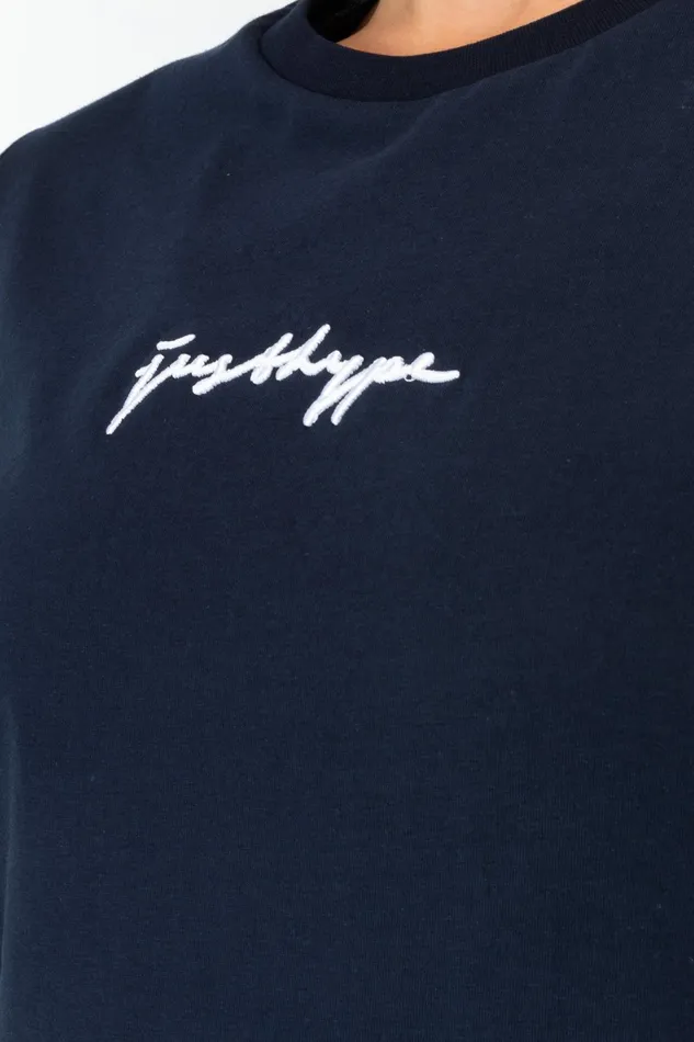 Just Hype Tops and TShirts Hype Navy Scribble Women039S TShirt