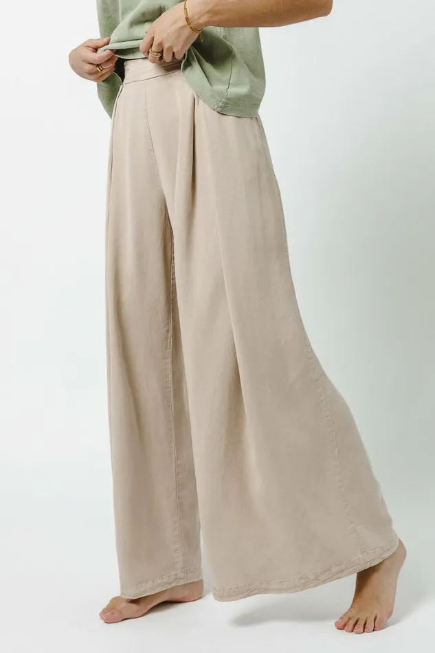 Katie Wide Leg Tencel Pants In Taupe Taupe Women Bohme Pants