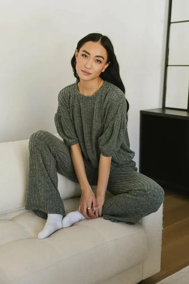 Keiko Ribbed Top In Green Green Women Bohme Sets