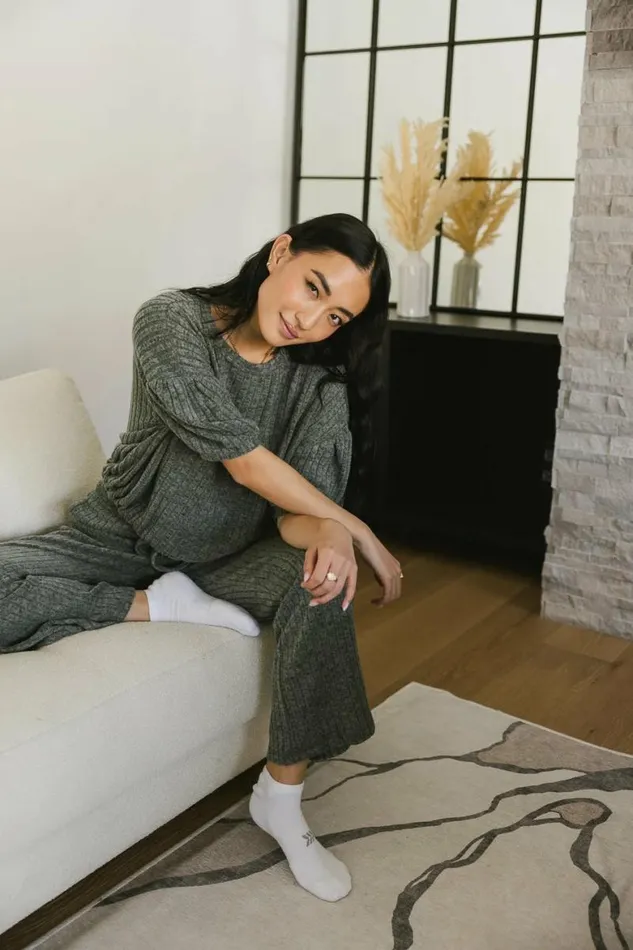 Keiko Ribbed Top In Green Green Women Bohme Sets