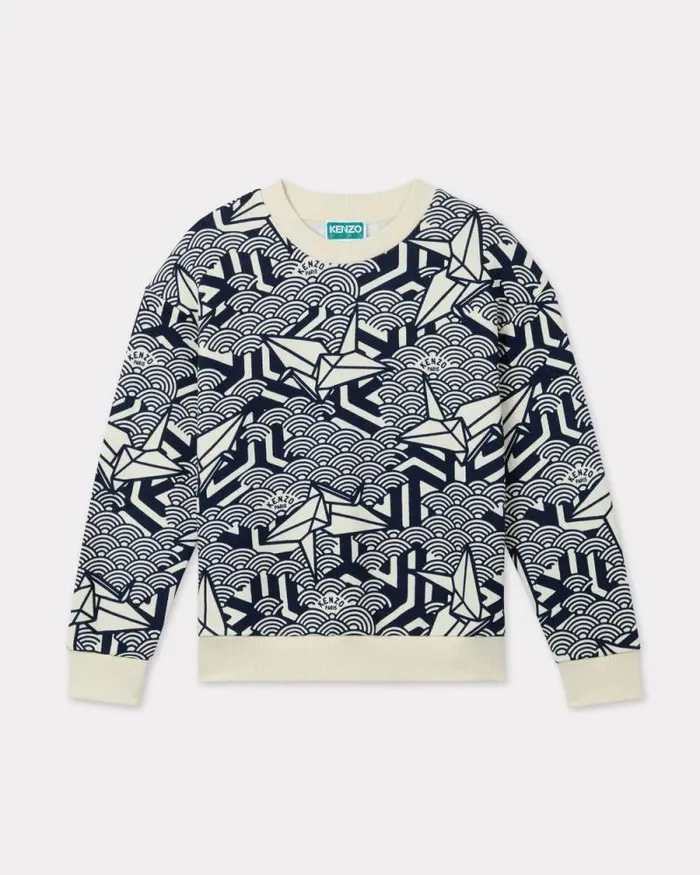 Kids 039East West039 Cotton Sweatshirt Navy Blue Kenzo Tshirts And Sweatshirts