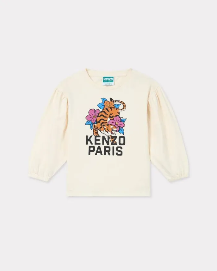 Kids 039Festive039 Cotton Tshirt Ecru Kenzo Tshirts And Sweatshirts